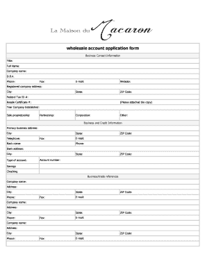 Wholesale Account Application Form La Maison Du Macaron