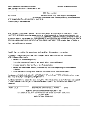 Voluntary Case Closure Request Form