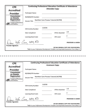 Cpe Certificate Template  Form