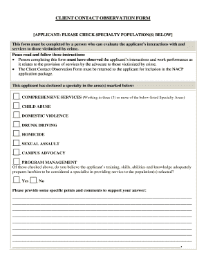 Client Observation Form