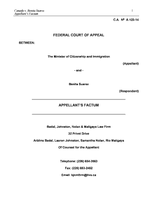Federal Court of Appeal Appellant &#039;s Factum ClassNet  Form