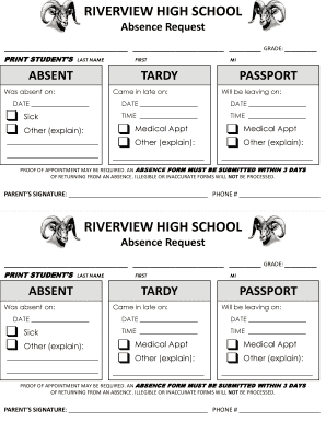 Riverview High School Absence Form