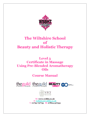 Pre Blend Manual VTC Wiltshire School of Beauty &amp; Holistic  Form