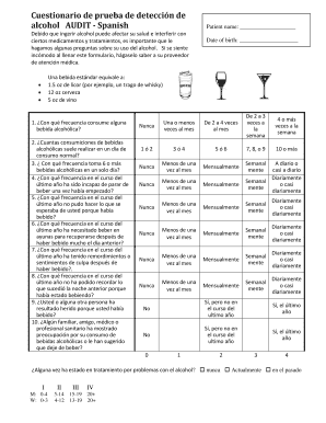 AUDIT Alcohol Screening Questionnaire  Form