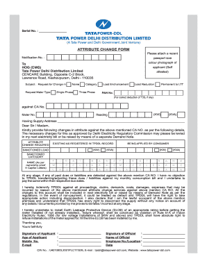 Tata Power Name Change Form