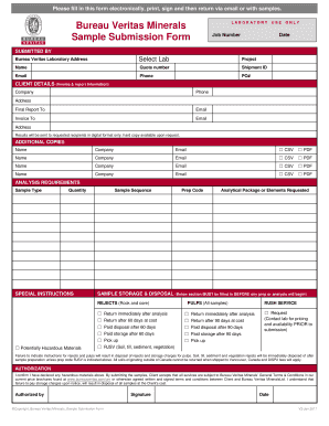 Bureau Veritas Minerals Sample Submission Form Acme Labs