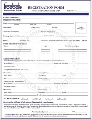 Registration Forms Froebels International School