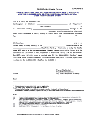 OBC NCL Certificate Format APPENDIX 2