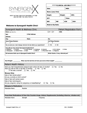 Weight Management Intake Form SynergenX Health