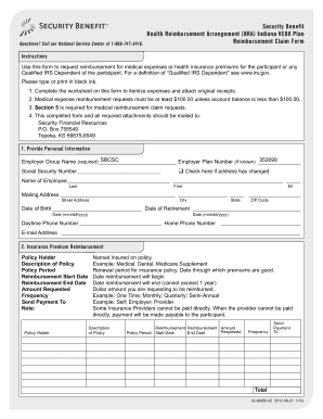 HRA Indiana VEBA Plan Reimbursement Claim Form