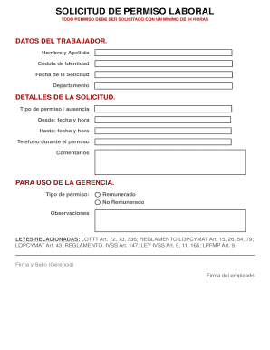Formulario De Permiso De Trabajo - Fill Out and Sign Printable PDF Template  | signNow