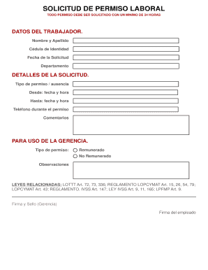 Solicitud De Permiso Laboral  Form