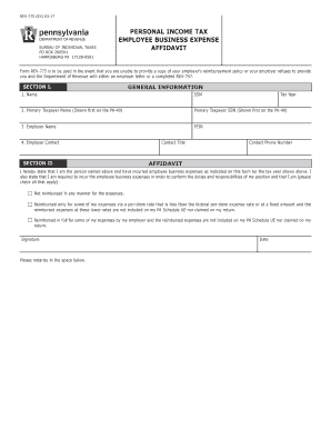  Personal Income Tax Employee Business Expense Affidavit REV 775 FormsPublications 2019