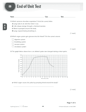 Exploring Science 8a End of Unit Test Answers  Form