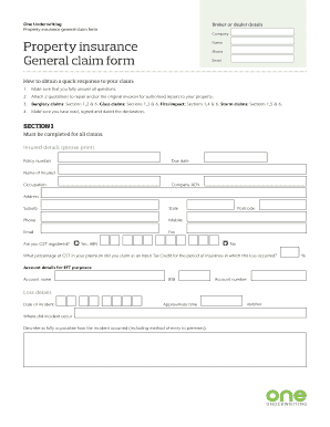 Property Damage  Form