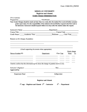 Mekelle University Registrar  Form