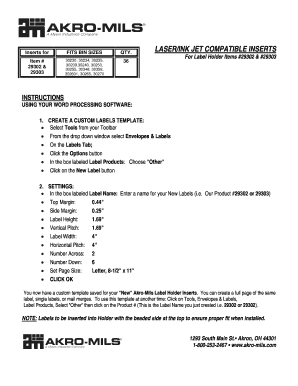 Akro Bin Label Template  Form