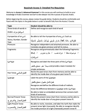 Bayyinah Arabic Grammar PDF  Form