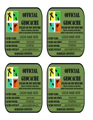 Geocaching Labels to Print  Form
