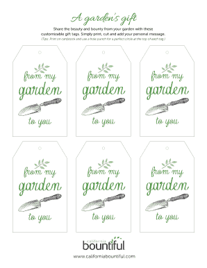 Garden Tag Printable California Bountiful  Form