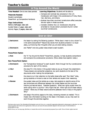 A Trip around the World Answer Key  Form