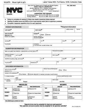 Serology Requisition Form NYC Gov