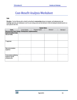 Cost Benefit Analysis Worksheet PDF  Form