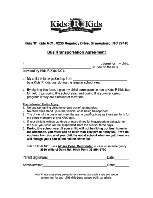 School Bus Transportation Contract Sample  Form