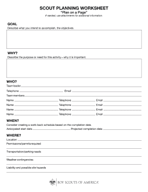 Scout Planning Worksheet  Form