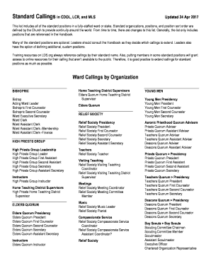 Lds Callings Chart  Form