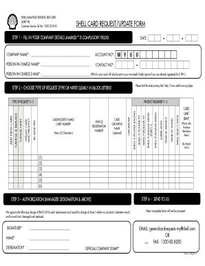 Shell Card Request Update Form