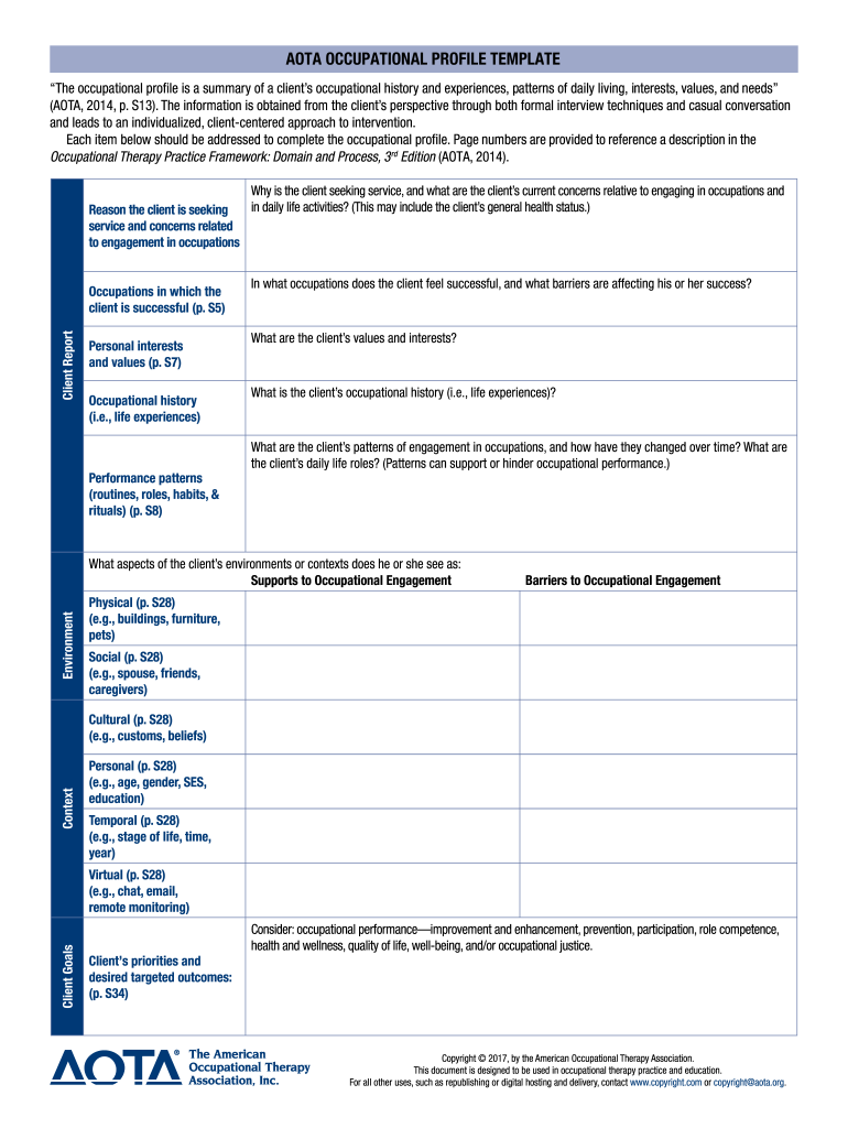 Aota Occupational Profile  Form