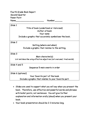 Fourth Grade Book Report  Form