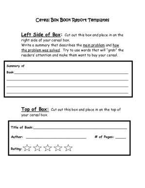 Printable Cereal Box Book Report Template  Form