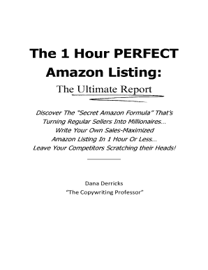 The 1 Hour PERFECT Amazon Listing Copywriting Professor  Form