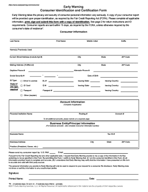 Consumerservices Early Warning Com  Form