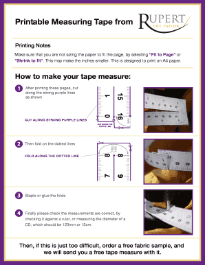 Printable Measuring Tape from Rupert the Tailor  Form