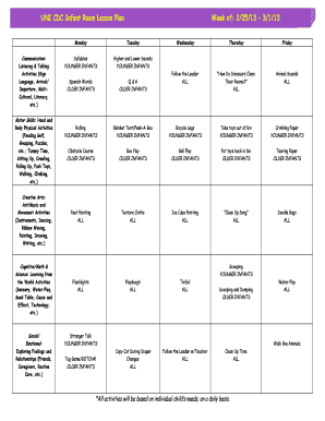 Infant Lesson Plans PDF  Form