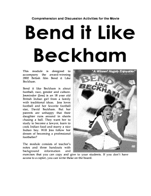 Bend it Like Beckham Worksheet  Form