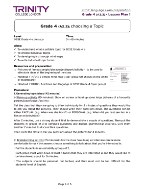 Trinity Grade 4 Topic Examples  Form