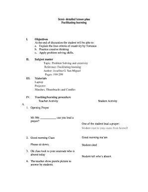 Detailed Lesson Plan  Form