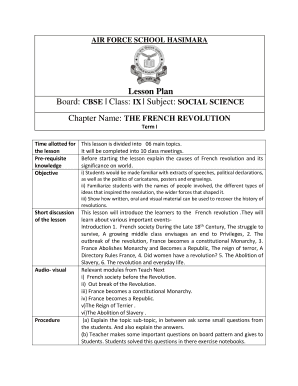 Lesson Plan for Science Class 9 PDF  Form