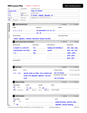 Wrs Lesson Plan Template  Form