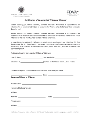 Widow Certificate Format PDF