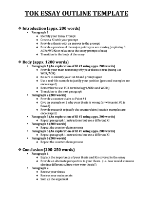 TOK ESSAY OUTLINE TEMPLATE  Form