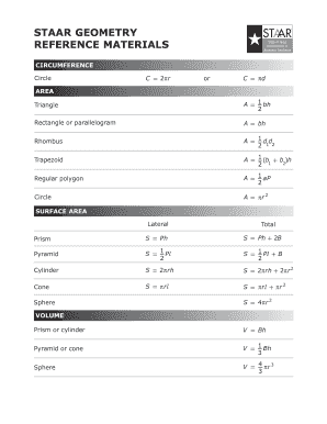 Staar Reference Sheet  Form