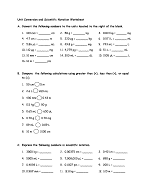Metric Conversion and Scientific Notation Worksheet Answers  Form