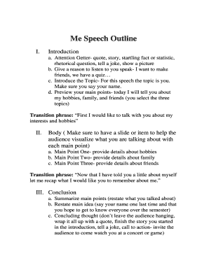 About Me Speech Outline  Form