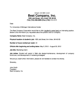 Cpt Offer Letter Example  Form