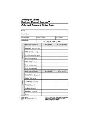 1315B05 Coin &amp;amp;amp; Currency Order  Form